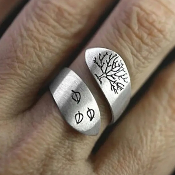 5/25 Brand New, adjustable silver 1pc Vintage Tree Of Life Split wrap Ring - Picture 2 of 6